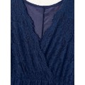 Pikkukuva 5 / 5: Elegantti pitsinen maksimekko odottaville äideille, juhla-, valokuvausmekko, isokokoiset raskaana olevien naisten tyllimekko A-linjainen hää-, tanssiais- ja iltapuku Navy Blue XXXXXL