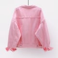 Miniatyrbilde 3 av 4: Dame Vår og Høst Jakker Varm Ensfarget Langermet Denimjakke Yttertøy Pink S