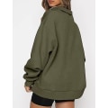 Miniatyrbild 3 av 5: Dams oversized sweatshirts hoodies halv dragkedja pullover höst mode outfits green M