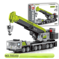 Miniatyrbild 3 av 3: Bulldozer Blender Grävmaskin Kran Byggklossar Leksak Engineering Fordon Små Partikel Pussel Montering Byggklossar crane