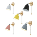 Miniatyrbillede 2 af 5: Sengelampe Natlampe Nordisk Træ Væglampe Sengelampe Soveværelse Gang Med Lynlås Pink