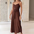 Miniatyrbillede 5 af 5: Sommerlige seler til kvinder Strandrejseoutfits med lommer Egnet til pige kvinde kæreste mor Wine Red L