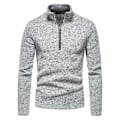 Miniatyrbilde 1 av 3: Herre Ensfarget Halv Glidelås Høy Hals T-skjorte Genser Langermet Casual Pullover Topper Light Gray 2XL