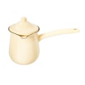 Miniatyrbild 1 av 5: Mini emaljerad mjölkpanna Multipurpose mjölkvarmare med lock Hög temperaturbeständig emaljvara Light Yellow 700ML