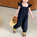 Miniatyrbilde 3 av 5: Sommer Fly Sleeve Jumpsuit for Jenter Komfortable Svetteabsorberende Klær for Utendørsaktivitet Yellow 120cm