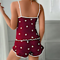 Miniatyrbild 3 av 4: Dam Tryckt Pyjamas Set Sommar Sovkläder Cami Väst Shorts Pjs Loungewear Wine Red M