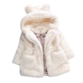 Miniatyrbilde 1 av 3: Jenter Vinter Myk Fuskepels Hettejakke Fleece Tykk Varm Jakke Yttertøy White 2-3 Years