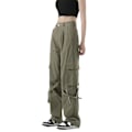 Miniatyrbild 1 av 3: High Street Hip-hop Dragkedja Dekorerad Multi-ficka Tranbyxor Dam Hög Midja Hip-hop Spice Girls Lösa Raka Casual Byxor Dam GREEN XL