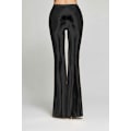 Miniatyrbillede 2 af 5: Dame skinnende metalliske pailletter med høj talje, stretchy bell bottom udvidede bukser, sort Black 2XL