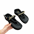 Miniatyrbillede 1 af 5: Platform flip-flops til damer, letvægtssandal med tyk sål, velegnet til strandbrug Black 38
