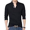 Pikkukuva 1 / 2: Miesten Slim Fit Henley -paita, pitkähihainen vapaa-ajan paita pystykauluksella ja V-aukolla Black XL