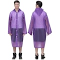 Miniatyrbillede 5 af 5: Genanvendelig regnfrakke til voksne, unisex nødregnfrakke, regnfrakke med hætte og snøre purple M