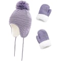 Miniatyrbillede 3 af 5: Børne Vinter Ørevarmer Hue Pompon Strikket Hat Tyk Handske Vante Varmer Sæt Grey