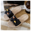 Miniatyrbilde 2 av 2: Søte Slippers med Sløyfe for Kvinner, Casual Sommer, Flate Sklisikre Sandaler for Hjemmet R Black 38