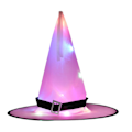 Miniatyrbillede 1 af 5: Troldmandshat Halloween Voksen Børn Fest Performance Rekvisitter Led Lysende Heks Dekoration Ornamenter Pink