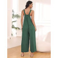 Miniatyrbilde 3 av 4: Dame Arbeidsklær Bukser, Jumpsuit med Vide Ben, Casual Bukser med Skulderstropper, Sommer Jumpsuit, Genser, Løs Ermeløs Skulderstropp, Klær med Lommer green L