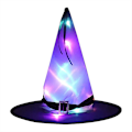 Miniatyrbillede 4 af 5: Troldmandshat Halloween Voksen Børn Fest Performance Rekvisitter Led Lysende Heks Dekoration Ornamenter Red