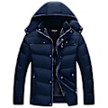 Miniatyrbillede 1 af 2: Herre Vinter Vatteret Foret Puffer Jakke Frakke Fleeceforet Overtøj Dark Blue 4XL
