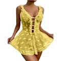 Miniatyrbild 1 av 5: Bästsäljare - Sexig Dam Spets Babydoll Nattlinne Dam Underkläder Sovkläder Plus Storlek Yellow M