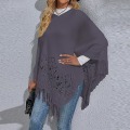 Miniatyrbillede 1 af 5: Dame Langærmet Poncho Sweater Casual Arbejds Pullover Cape Vinter Varm Strikket Kappe Gray L