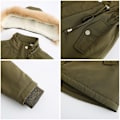 Miniatyrbilde 4 av 4: Tykk hetteparkas for kvinner, vindtette fleeceforede jakker med lommer Army Green M