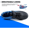 Miniatyrbilde 4 av 5: Fotballsko for barn, faste knotter, gutter, jenter, atletiske utendørssko Black Blue 37