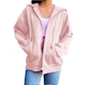 Miniatyrbillede 1 af 2: Dame Sweatshirt Hættetrøjer Frakke Ensfarvet Afslappet Løs Jogging Hættejakke Langærmet Fuld Lynlås Snøre Pink L