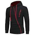 Miniatyrbillede 1 af 2: Herre Slim Fit Hættetrøjer Jakke Casual Sport Langærmet Lynlås Hættetrøjer Overbeklædning Black 2XL