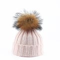 Miniatyrbilde 1 av 5: Småbarn Jenter Gutter Varm Vinter Pels Pom Lue Strikket Beanie Heklet Ski Ball Caps Pink
