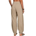Miniatyrbilde 3 av 4: Dame Bomull Lin Look Baggy Vide Ben Bukser Casual Yoga Harem Bukser Sommer Strand Khaki XL