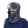 Miniatyrbillede 1 af 5: Termisk Vinter Trapper Hat Efterår Vinter Cykling Vindtæt Varm Udendørs Hue Ny Navy Blue Mask