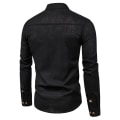 Miniatyrbilde 2 av 3: Herre Ensfarget Band Collar Skjorte Casual Business Langermet Knapper T-skjorte Pullover Topper Black XL