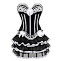 Pikkukuva 1 / 5: Naisten seksikkäät korsetit Overbust-korsetti ja hame setti Tutu Corselet S-6xl Black White M