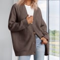 Miniatyrbillede 4 af 5: Dame Vinter Ensfarvet Cardigan Elegant Og Let At Matche Dame Top Ideelle Gaver Til Piger Damer Kvinder Black M