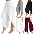 Miniatyrbillede 1 af 3: Dame Bukser med Brede Ben Løse Fitness Yoga Split Bukser Mandala Åben Ben Bukser Komfortabel Gypsy Hippie Aladdin Harem Bukser Black 4XL