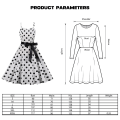 Miniatyrbillede 3 af 3: Elegant afslappet damekjole, retro cocktailkjole, sommerkjole med spaghettistropper til feriebrug Black red dots 2XL