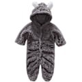 Miniatyrbillede 1 af 5: Nyfødt Hætte Romper Jumpsuit Behagelig At Bære Med Sødt Dyredesign Til Fødselsdagsgaver Nytårsgaver Gray 3-6m