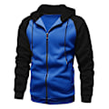 Miniatyrbilde 1 av 3: Fleecehettegenser med glidelås for menn, avslappet Colorblock hettegenser Royal Blue Black M