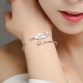 Miniatyrbillede 2 af 5: Vintage Fjer Armring Justerbar Åbning Armbånd Dame Smykker