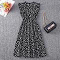 Miniatyrbillede 2 af 5: Dame Polkaprikket Kjole Plus Size Print Lang Kjole Til Strandbrug Black And White Heart XL