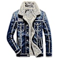 Miniatyrbild 1 av 4: Herr Vinter Jeansjacka Slim Fit Fleece Fritidsjacka Slag Tjock Varm Ytterkläder Blue M
