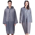 Miniatyrbillede 1 af 4: Genanvendelig regnfrakke til voksne, unisex nødregnfrakke, regnfrakke med hætte og snøre grey XL