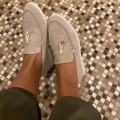 Miniatyrbilde 4 av 5: Semsket Skinn Slip-on Ballerinasko for Vår og Høst, Sklisikre Komfortable Løpesko for Kvinner, Hverdagsbruk Beige 37