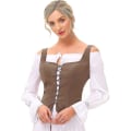 Miniatyrbild 4 av 5: Kvinnors piratrenässansväst cosplaydräkt bondelivstycke Coffee Medium