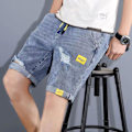 Pikkukuva 2 / 5: Miesten monipuoliset shortsit leveällä lahkeella, joustavat farkkushortsit rentoon shoppailuun ja matkustamiseen Light Blue 308 Cropped Pants M