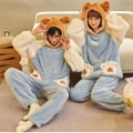 Miniatyrbild 1 av 2: Par Pyjamas Dam Herr Hemmakläder Höst- och Vintermodeller Plus Sammet Tjock Korall Sammet Flanell Bear paw XL(Woman)