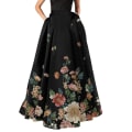 Miniatyrbilde 1 av 4: Elastisk midje blomsterprintet plissert A-linje maxi-skjørt for kvinner Black M