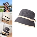 Miniatyrbild 3 av 5: Vår sommar solhatt dam båge elegant färgmatchning solhatt mode fiskare hatt kvinnor, vit Grey