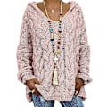 Miniatyrbillede 1 af 3: Dame Langærmet Strikkede Sweatre Arbejde Hættetrøjer Vinter Varm Hættetrøje Sweater Pink L