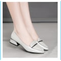 Miniatyrbillede 2 af 5: Dame Lak Loafers Håndlavede Spids Tå Læder Komfortabel Slip-On Dame Flade Sko grey 37
